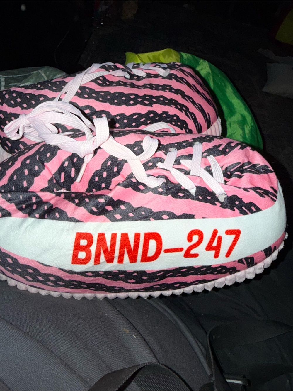 Pink and Black Patterned Slip-On Shoes with 'BNND-247'